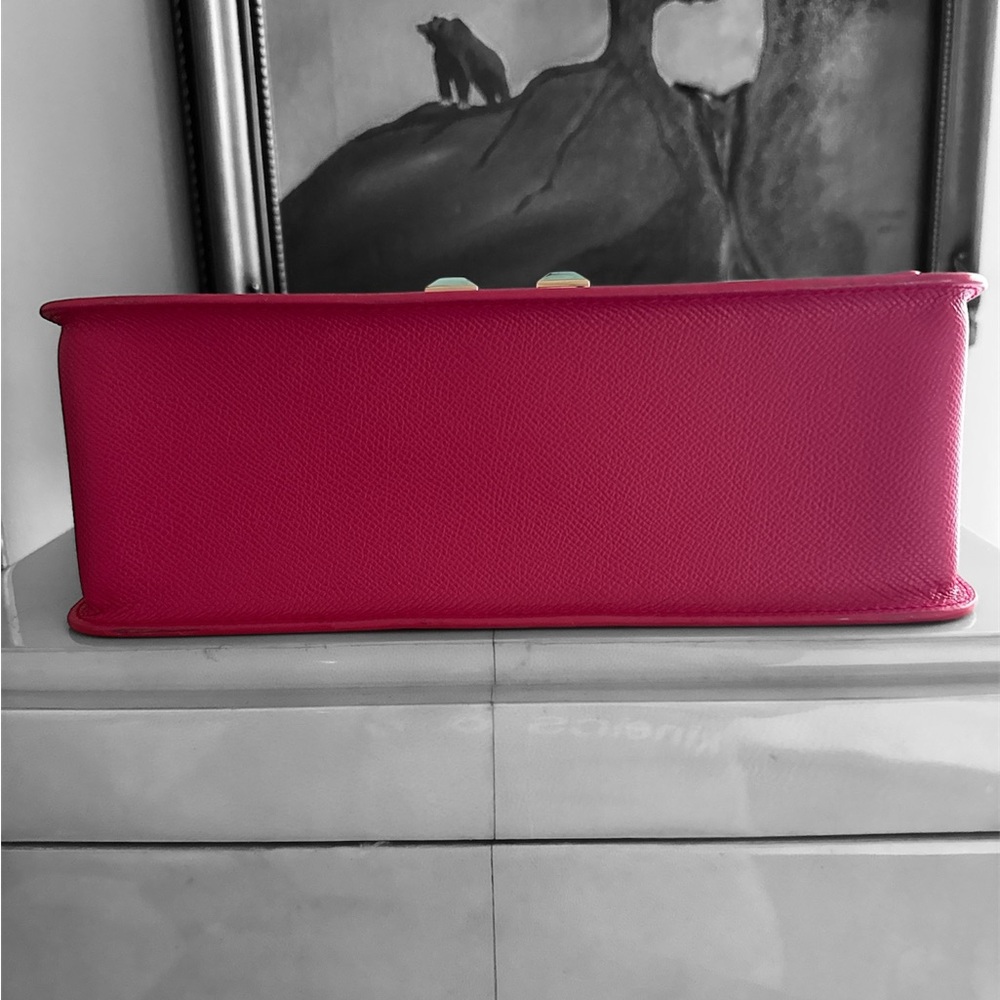Furla Bella Pink Structured Shoulder Bag with Gold Hardware, back pocket. NWOT - Picture 10 of 10